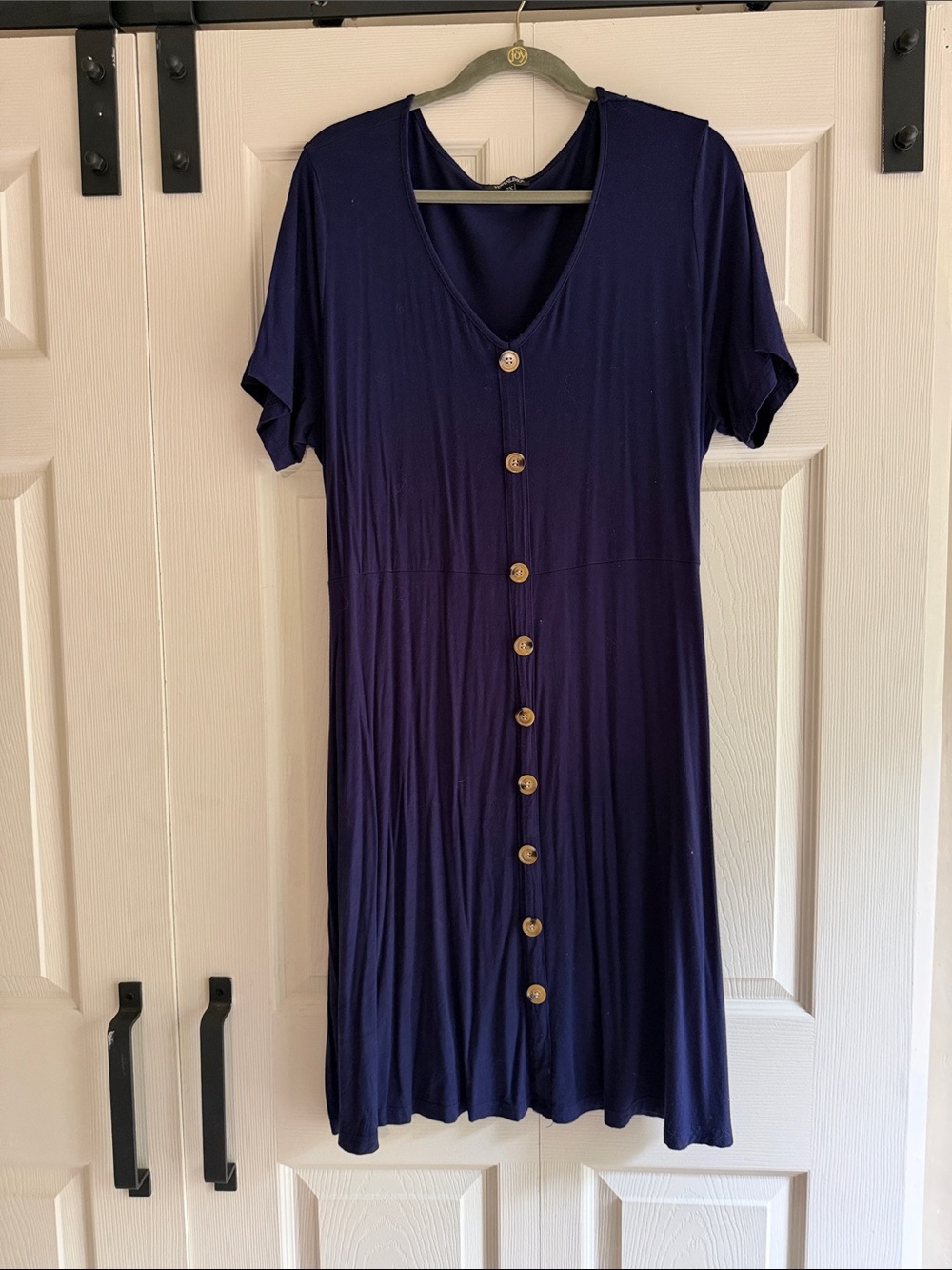 Women's Purple Button-Front V-Neck Dress